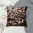 thumbnail image 2 of Orinice  Winery Throw Pillow Cushion Cover, Wine Corks Rustic Wooden Ground Natural Organic Liquor Elements Vintage Harvest Top View, Decorative Square Accent Pillow Case,  White, 2 of 5
