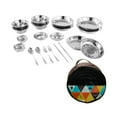 thumbnail image 2 of Platos y cuencos de acero inoxidable portátiles con bolsa de transporte Juego de vajilla para acampar 20 piezas, 2 of 9
