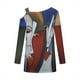 thumbnail image 5 of Camiseta de manga larga estampada con hombros descubiertos vintage a la moda para mujer Fridja czfsfas5848, 5 of 5
