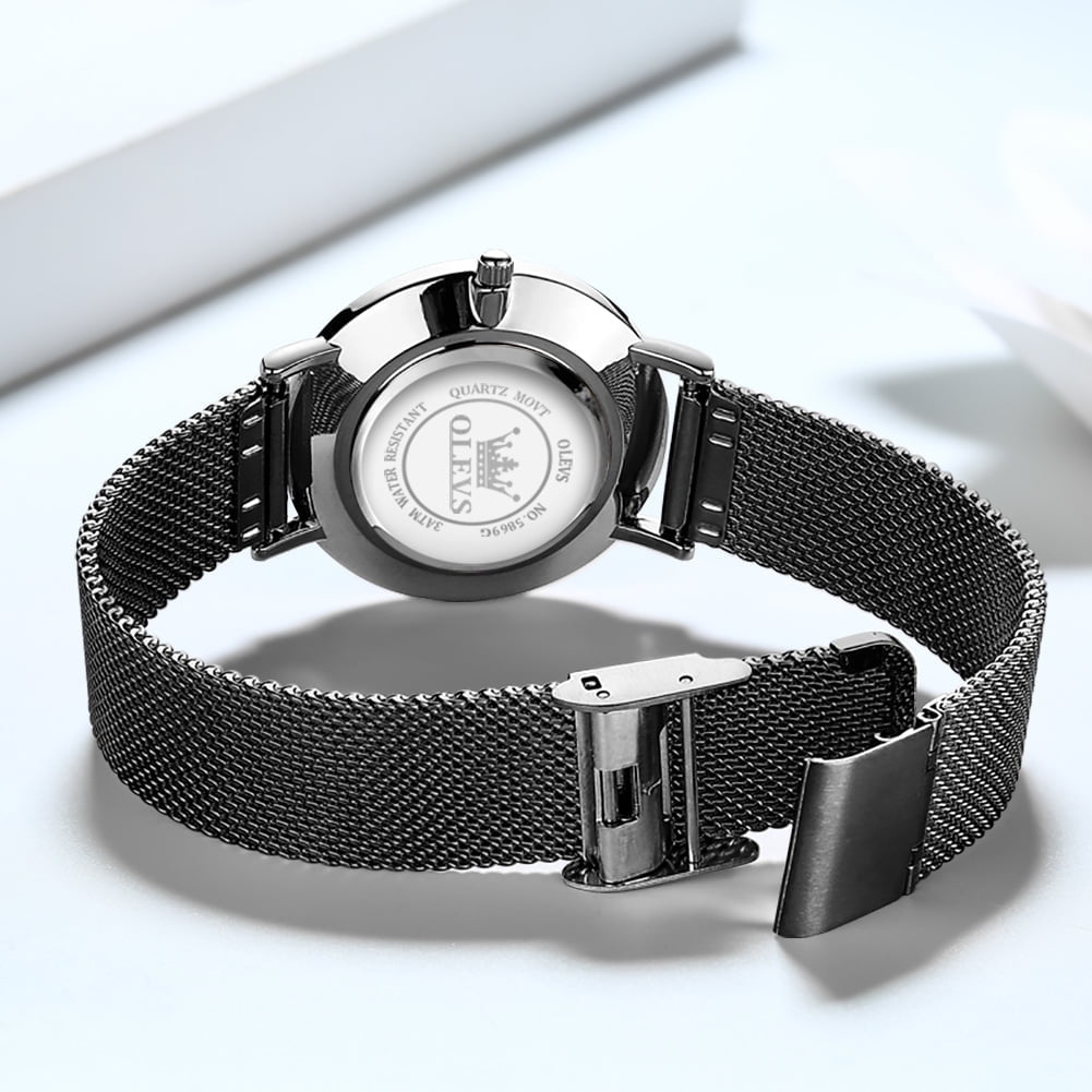 OLEVS Watches for Women Fashion Casual Analog Quartz Mesh Strap Date Ultra Thin Waterproof Luminous Ladies Wrist Watches Gifts Relojes para Mujer White/Black/Blue