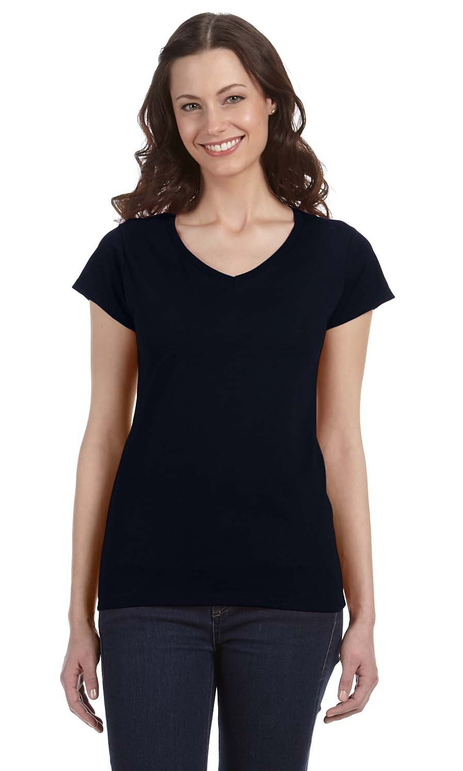 Gildan - The Gildan Ladies SoftStyle 45 oz Fitted V-Neck T-Shirt ...