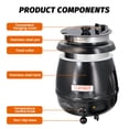 thumbnail image 5 of Hakka 11Qt Soup Warmer Commercial Soup Kettle Warmer with Hinged Lid and Detachable Stainless Steel Pot, 5 of 7