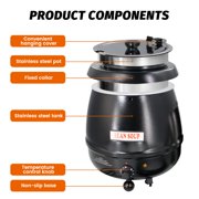 Hakka 11Qt Soup Warmer Commercial Soup Kettle Warmer with Hinged Lid and Detachable Stainless Steel Pot