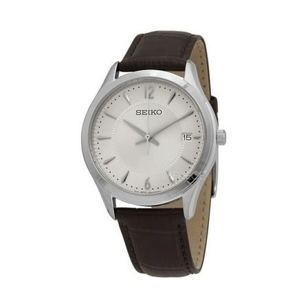 Seiko Nobel Discover More Leather Strap Beige Dial Quartz SUR421P1 100M Men's Watch