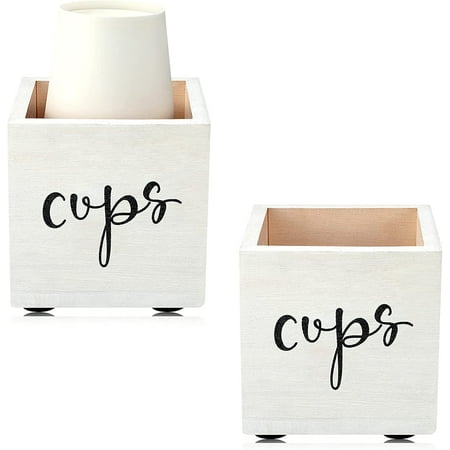 

2 Pieces Bathroom Cup Dispenser Dixie Cup Dispenser Disposable Cup Dispenser 3 oz 5 oz Paper Cup Storage Box Solo Cup Holder Farmhouse Drink Caddy Party Cup Holder for Wedding Kitchen Decor (White)