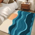 thumbnail image 4 of Teal Waves Area Rug 4x6 FT, Non Slip Kids Room Carpet, Watercolor Sun Turquoise Ombre Washable Soft Floor Carpet Non-Shedding Throw Rug for Dorm Kitchen Study Room Home Office Bedside, 4 of 9