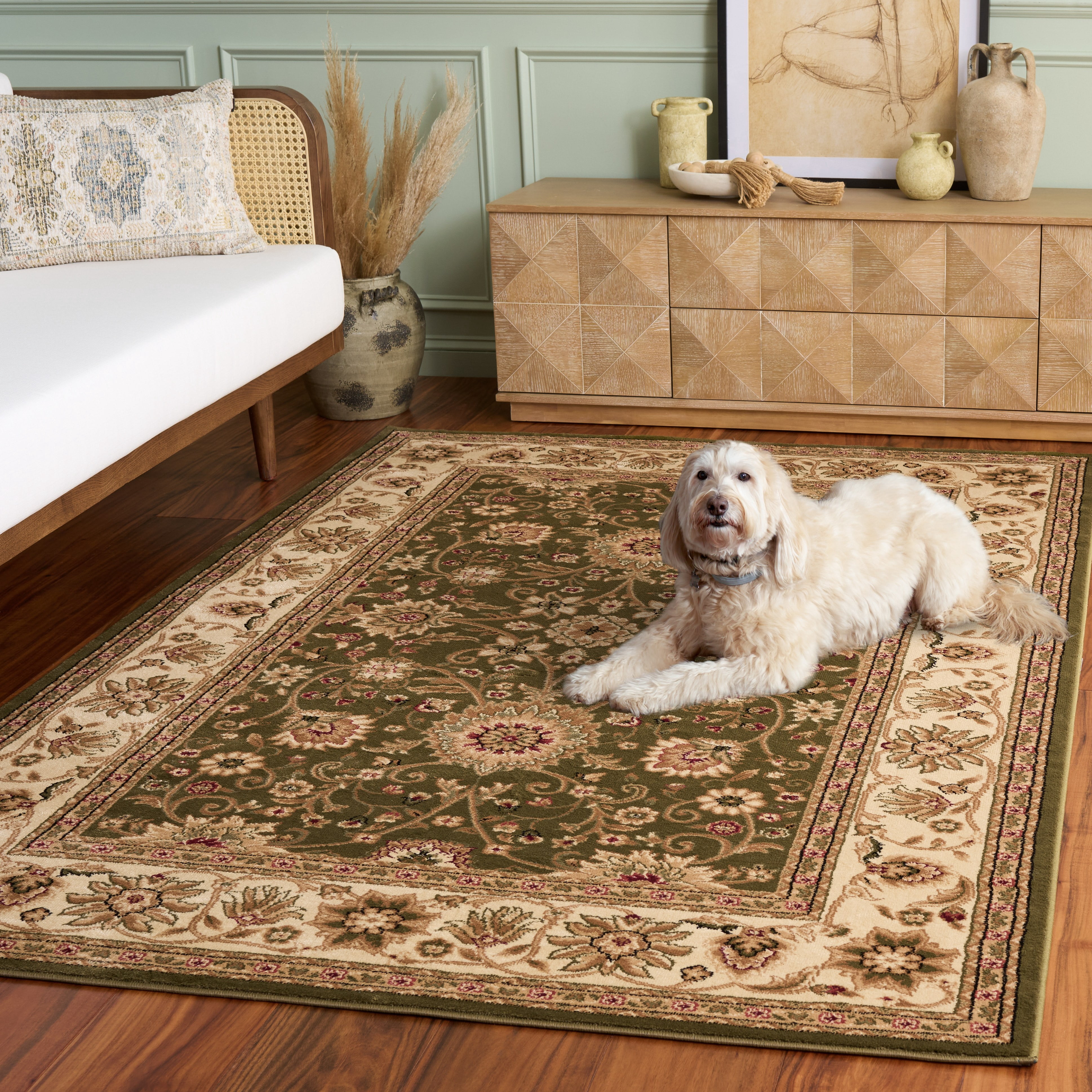 Safavieh Lyndhurst Victoria Floral Area Rug, Sage/Ivory, 6' x 8'