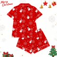 thumbnail image 6 of MEZZALL Women Christmas Snowman Print Pajama Sets Lapel Short Sleeve Button Down Tops with Shorts Autumn Holiday Wear 2 Piece Sleepwear, 6 of 9