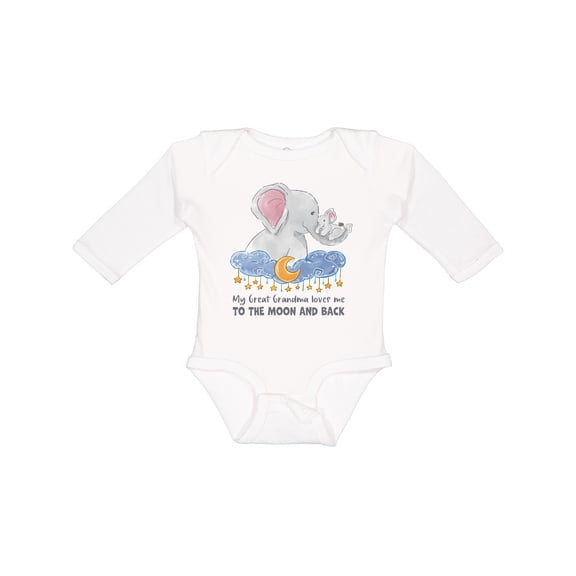 Inktastic My Great Grandma Loves Me to the Moon and Back Elephant Boys or Girls Long Sleeve Baby Bodysuit