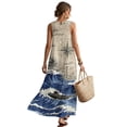 thumbnail image 2 of Xoenoiee Wave Boat Compass Print Summer Dresses for Women Long Flowy A Line Sleeveless Maxi Sundresses with Pockets, Cotton Linen Lightweight Boho Beach Vacation Clothes Resort Wear, Size 3XL, 2 of 7