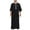 Black, variant on Mens Kaftan Thobe Button Down Casual Shirts 3/4 Lenght Sleeve Robe Retro Embroidery Muslim Gown Shirt