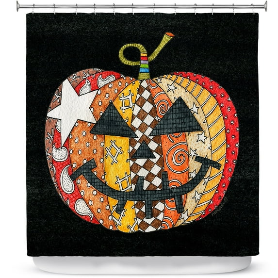 Shower Curtains 70" x 84" from DiaNoche Designs by Marley Ungaro - Pumpkin Black