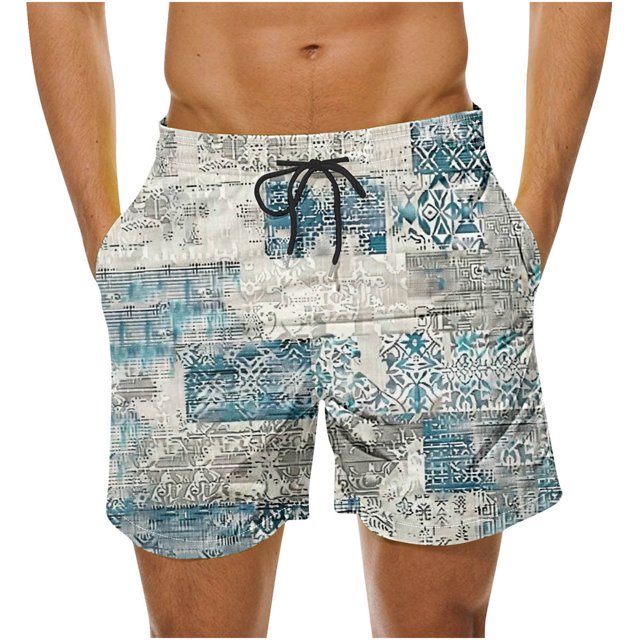 Puntoco Pantalones Cortos De Playa Para Hombre Con Bolsillo Con Cordón Y Estampado De Pantalones Cortos Amarillo L