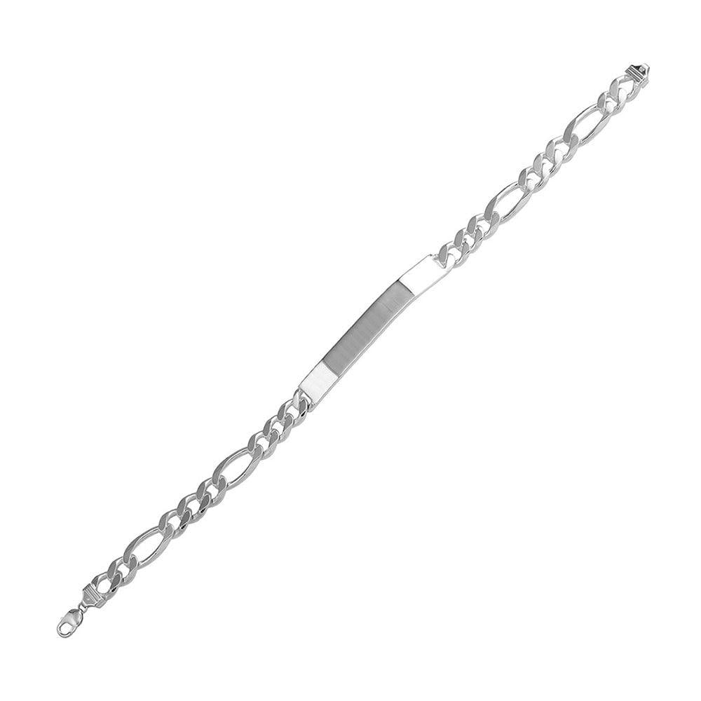 Sterling Silver Flat Diamond-Cut Curb ID Bracelet Chain 6.4mm
