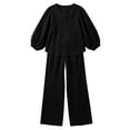 thumbnail image 3 of Pajamas for Women Set Evening Lounge Womens Pajama Sets V Neck Soft Pj Set Long Sleeve Shirts Matching Pjs for Couples Black, 3 of 5