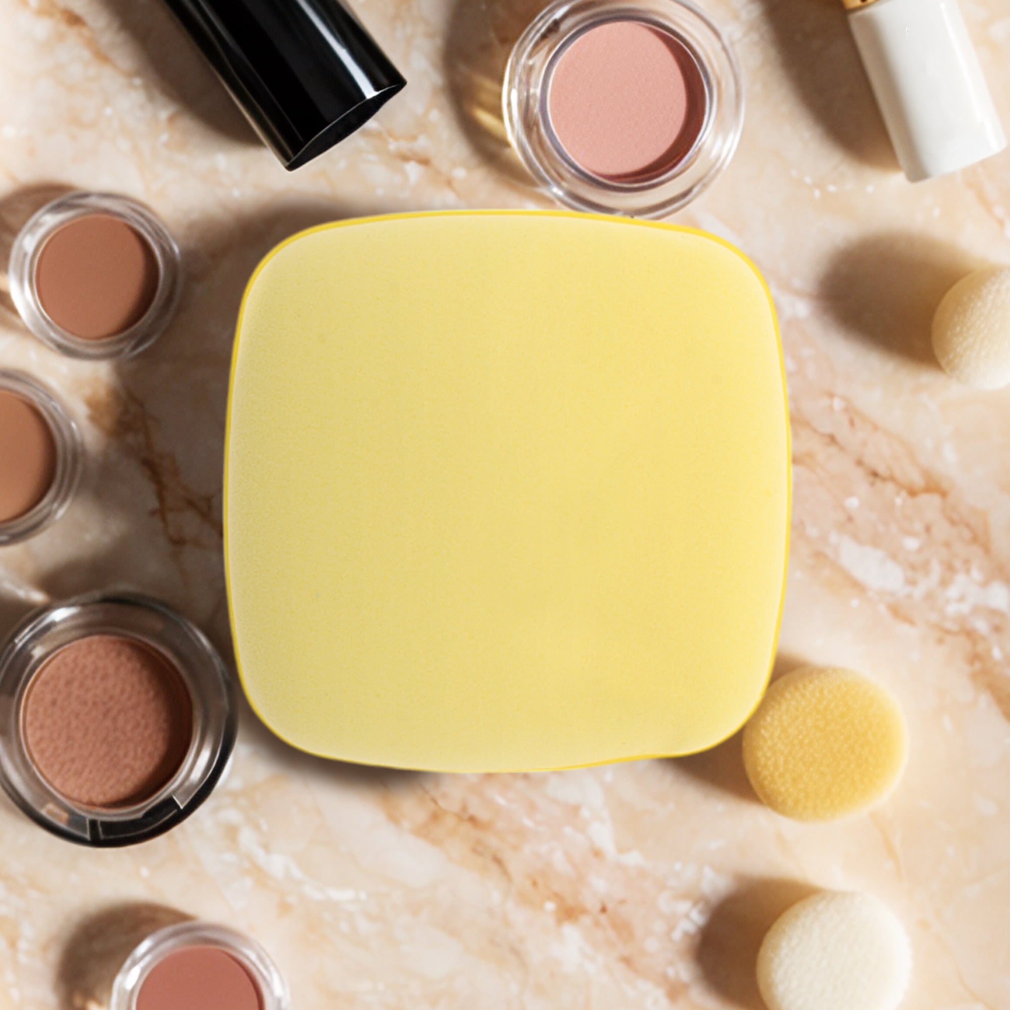 Unique Bargains 5 Pcs Square Face Makeup Sponge for Travel Light Yellow