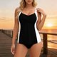 thumbnail image 2 of Conjunto de Bikini de Cintura Alta para las Mujeres Color Sólido Correa sin Espalda Dos Piezas, Bloque de Color Fuera Del Hombro Tanjini Traje de Baño, 2 of 8
