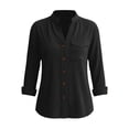 thumbnail image 4 of Neewe Womens Classic Plain Shirt Casual Collar Long Sleeve Loose Fit Button Down Tops Daily Outfits, 4 of 5