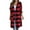 Red, variant on IROINNID Women's Woolen Coat Long Sleeve Stripes Outwear, Comfy Plaid Vintage Lapel Wool Coat