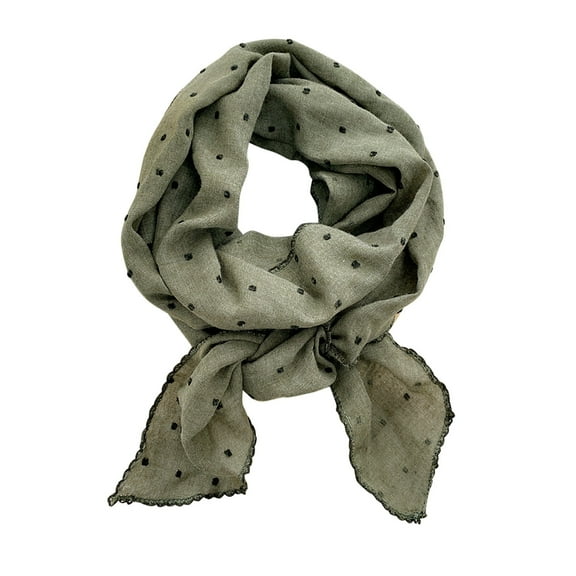 WREESH Womens Elegant Neckerchief Half-Circle Cotton and Linen Scarf Silk Scarf Fashion Versatile Neckerchief Head Scarf with Accessories Scarf Green