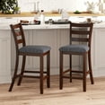 thumbnail image 2 of Gymax Wood Bar Stools Set of 2 Counter Height Chairs w/ Faux Leather Upholstered Seat, 2 of 9