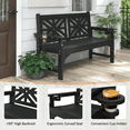 thumbnail image 4 of Nalone Outdoor Bench with Cup Holders, HDPE All Weather Porch Bench 800 Lbs, 2-Person Garden Benches Rot-Proof Fade Proof for Patio, Porch, and Park(Black), 4 of 8