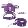 thumbnail image 6 of Dog Harness Leash Suit Vest Shining Diamonds Adjustable Soft Suede Fabric Bow Rhinestone Pet Collar Harnesses for Dogs Products (Purple Harness,L), 6 of 7
