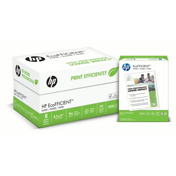 Hp Paper Ecofficient Copy Paper 16lb 8 5x11 Letter 92 Bright 5000 Sheets 8 Ream Case c Made In The Usa Walmart Com Walmart Com