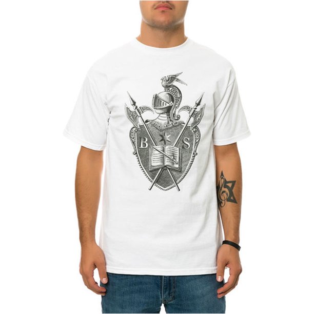Black Scale - Camiseta gráfica para hombre con escudo de caballero, color blanco, pequeña