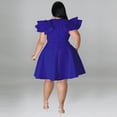 thumbnail image 4 of AURA Plus Size Ruffle Sleeve Maxi Swing Dress Solid Color Summer Casual Street Style, 4 of 5