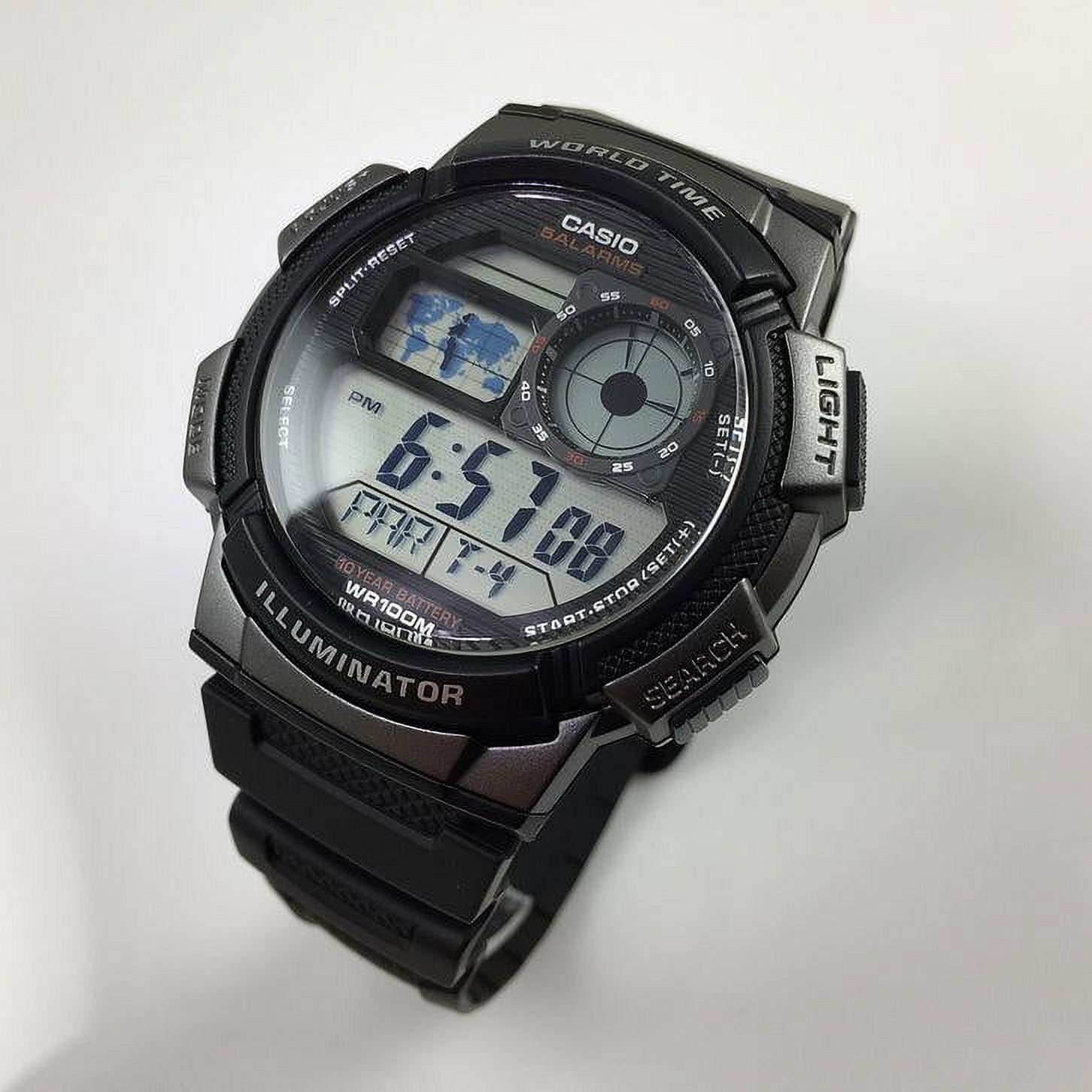 Casio Men's World Time Digital Sport Watch, Black/Silver AE1000W-1BV - image 2 of 4