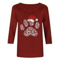 thumbnail image 4 of GERsome Womens Christmas Tshirts 3/4 Sleeve Xmas Graphic Tee Funny Christmas Holiday Shirts for Women Plus Size Crew Neck Pullover Tops Size 2XL, 4 of 6