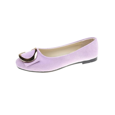 

Frontwalk Women Flat Shoes Slip On Casual Shoe Comfort Flats Party Anti-Slip Pumps Womens Square Toe Light Purple 5