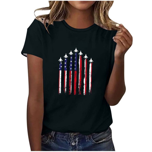 Blusas para las Mujeres Casual, Estampado Manga Corta Cuello Redondo Camiseta Top Hecho de Cómodo Estante de Imitación para Toda la Temporada de Uso Diario, Tops Cortos para las Mujeres