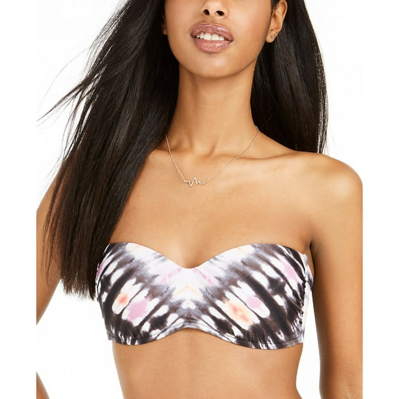 Bar III INK-DYE Ink-Dyed Bandeau Bikini Swim Top, US X-Small