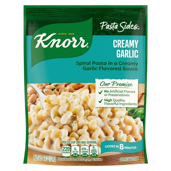 Pack of 2 - Knorr Pasta Sides Creamy Garlic For Delicious Quick Pasta Side Dishes No Artificial Flavors, No Preservatives 4.4 Oz Packaging May Vary