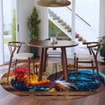 thumbnail image 5 of Farmhouse Rooster Round Rug 8ft Washable Circle Rugs Non Slip Vintage Farm Chicken Sunflower Wooden Large Area Rug Indoor Floor Carpet for Bedroom Kitchen Living Room Home Office Dining Room Nursery, 5 of 8