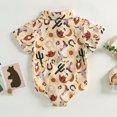 thumbnail image 4 of Fortune Infant Boy Cow Print Romper Baby Short Sleeve Button Up Shirt Bodysuit, 4 of 8