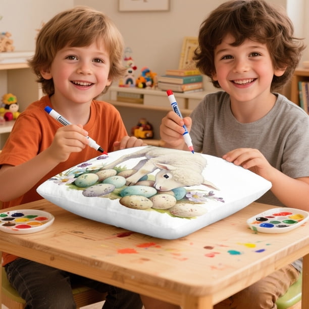 Yhmxh Fundas de cojín decorativas con temática de Pascua, ideales para dibujar, decoración navideña, un regalo para niños.