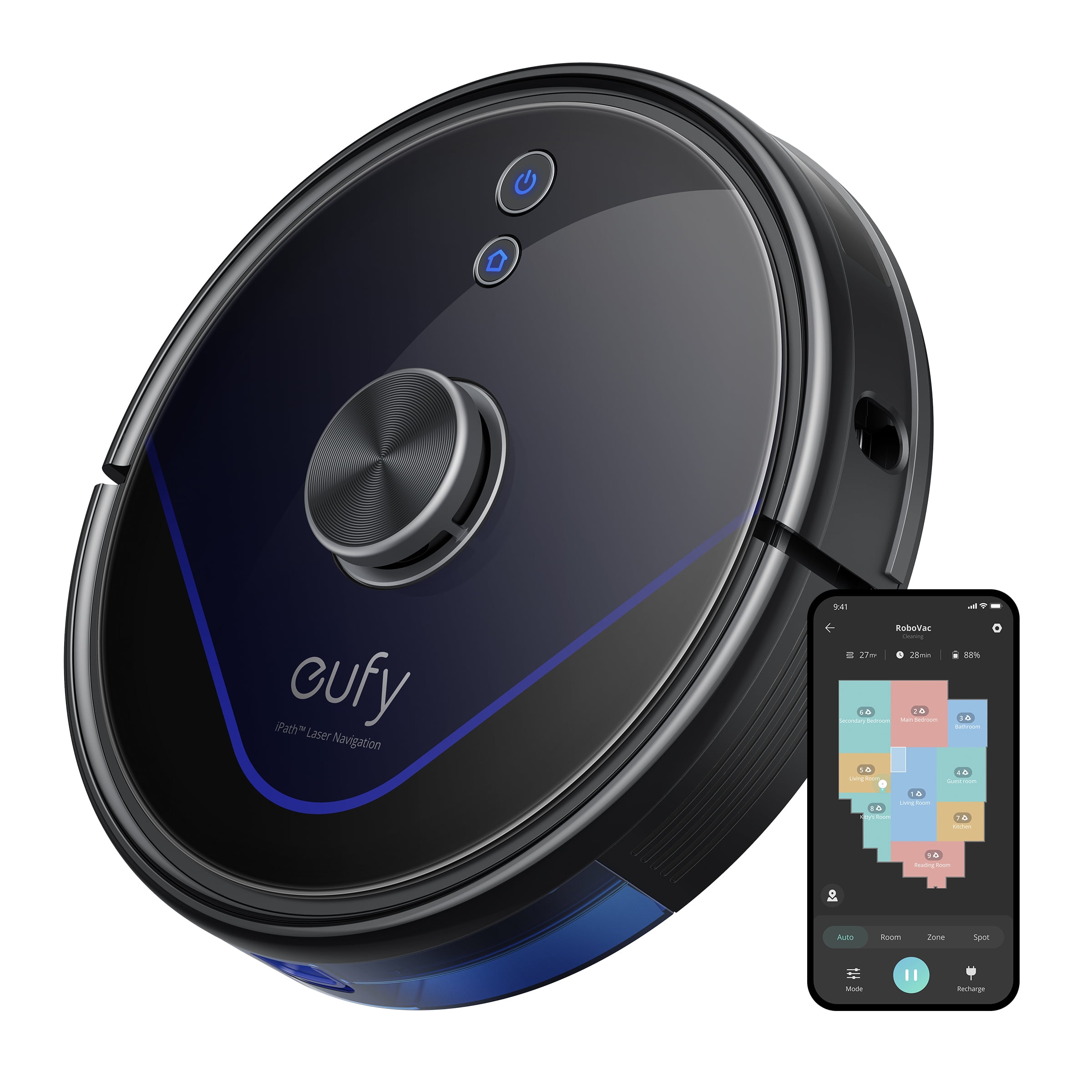 eufy RoboVac LR20 Robot Vacuum, Laser Navigation for effortlessly precise cleaning, 3000Pa Superior Suction Power, EufyHome App
