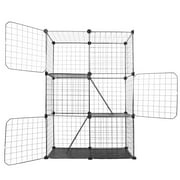 Imountek Large 3 Tier Cat Metal Fence, Detachable Crate Kennel with 2 Ladders Large Cat Cage Indoor for 1-2 Pets, Black