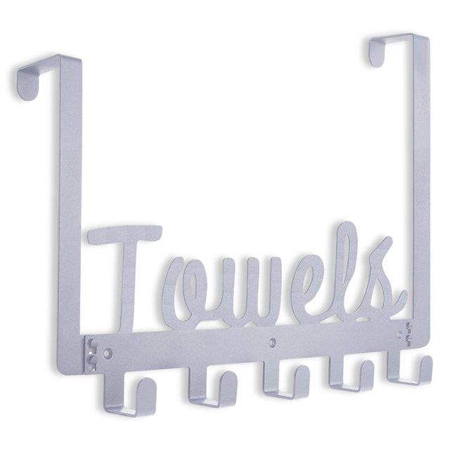 Colgador de toallas para puerta, estante montado en la pared, organizador de baño, ganchos, adorno para ropa, colgante de carga, suministro para Almacenamiento y organización del hogar Silber Bewildely HA010664-02