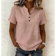 thumbnail image 2 of Ashirexll Short Sleeve Shirts for Women Summer Breathable V-Neck Short Sleeve T Shirt Woman Loose On Leisure for Daily, 2 of 5
