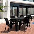 thumbnail image 2 of Luxury Commercial Living 5-Piece Black Resin Patio Dining Set with Extension Table and Sling Arm, 2 of 7