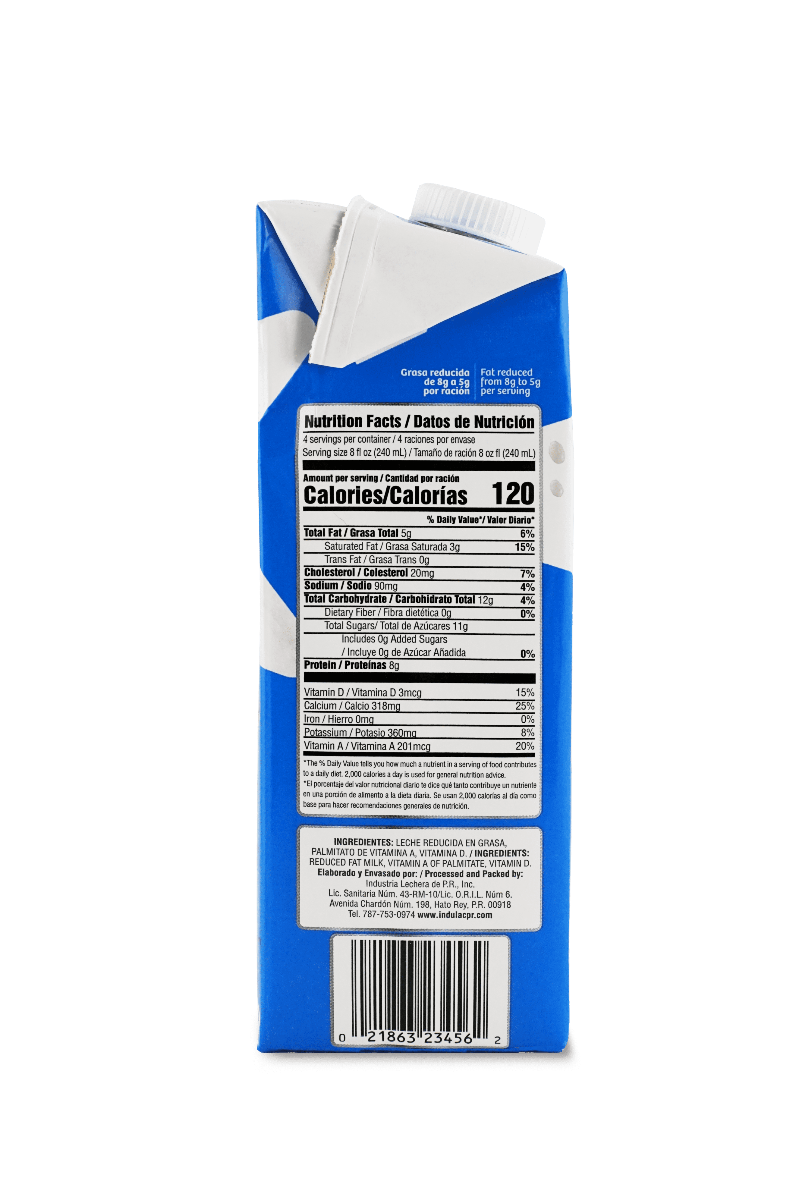Indulac Reduced Fat Milk 2%, UHT, 32 oz