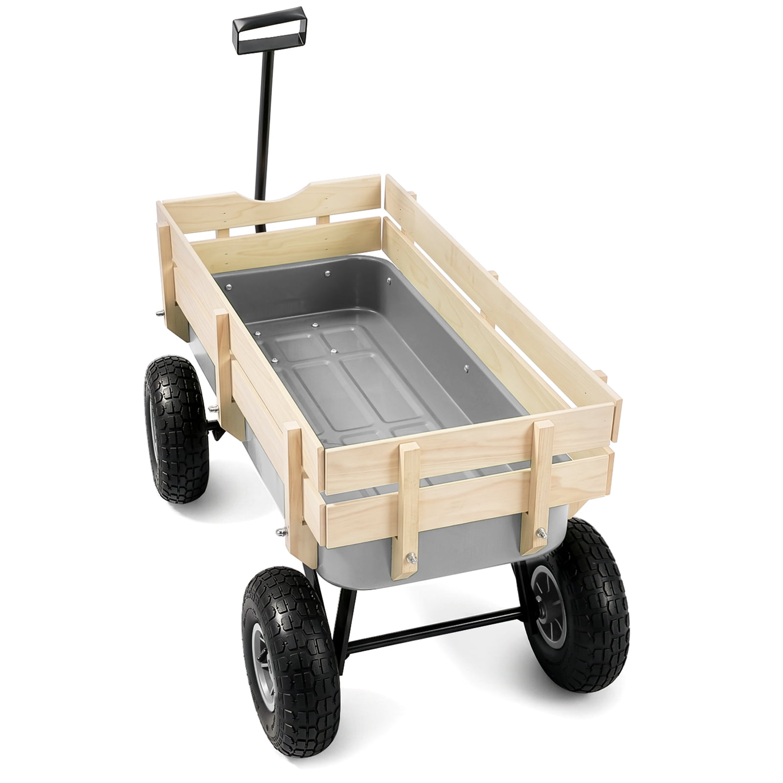 Side Support Cargo Wagon with 10" All-Terrain Air Tires, Up to 220lb Load Capacity, for Towing Kids Toys, Gardening Supplies, Gray