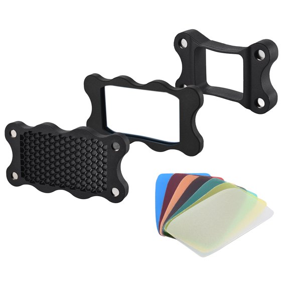 Flash Speedlite Rubber Honeycomb Grib + 7pcs Color Gels Filters