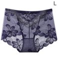 thumbnail image 1 of Bragas de encaje Mujeres Sexy Calzoncillos sin costuras huecos Cintura media Levantamiento de cadera Ropa interior transpirable, Azul, L Yuarrent AP001201-16B, 1 of 7