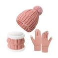 thumbnail image 2 of Gorro de invierno elástico suave para clima frío, tejido, protección contra el frío, calentador de cuello Rosa, 2 of 8