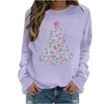 thumbnail image 2 of LangJing Christmas Sweatshirts for Women Xmas Tree Graphic Long Sleeve Holiday Tees Crewneck Pullover Tunic Tops, 2 of 6
